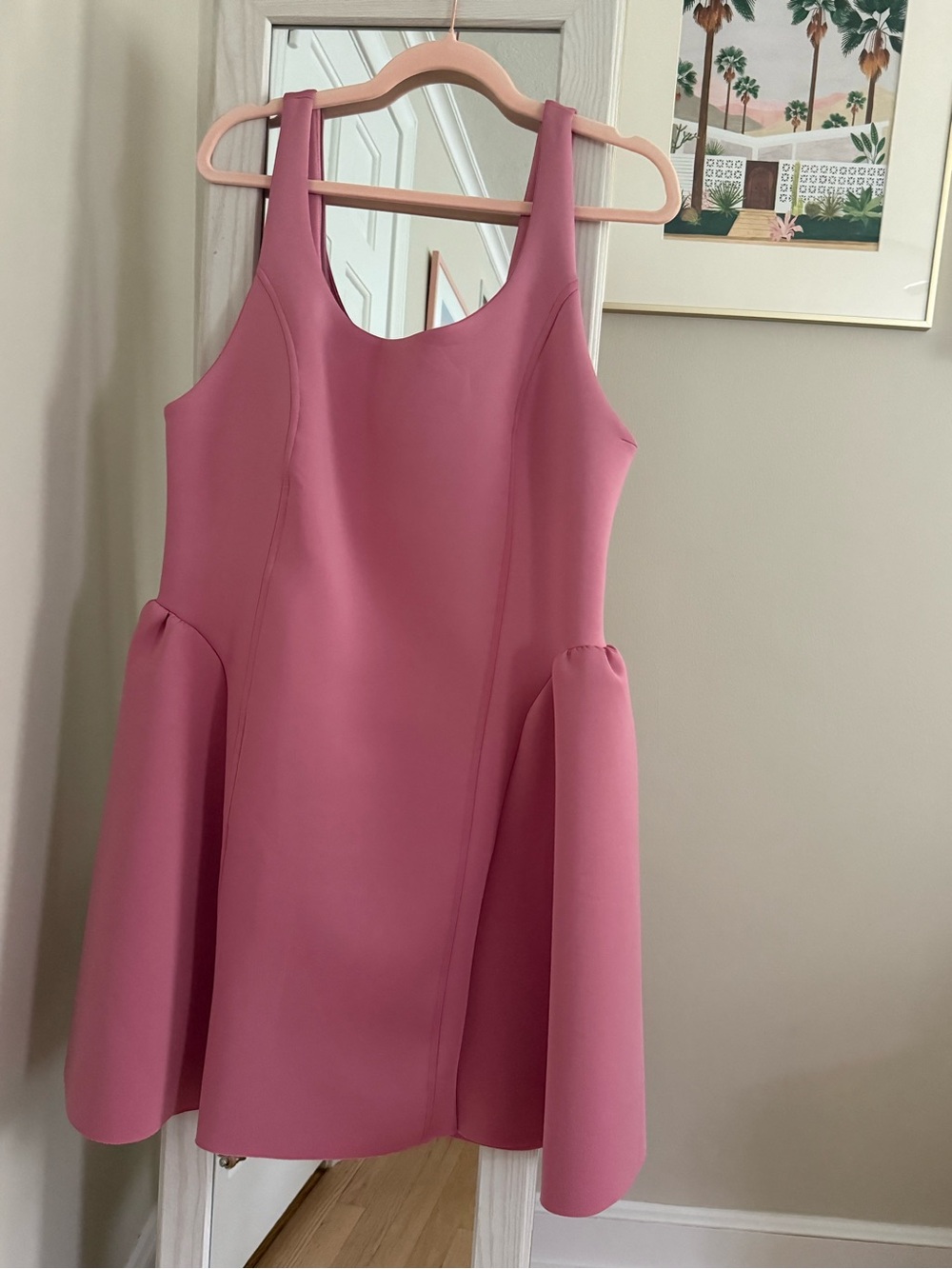 Anthropologie Pink Fit-and-Flare Mini Dress